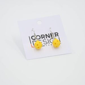 Mini pickleball earrings - hook and dangle style, 1cm (.36in) diameter ball, great pickleball accessory