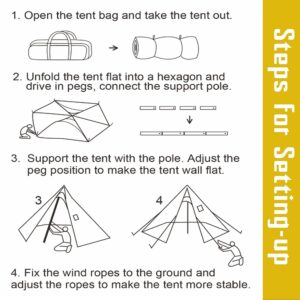 Hot Tent with Stove Jack Camping Tipi Tent FIREHIKING for 1-2 Person 4 Season