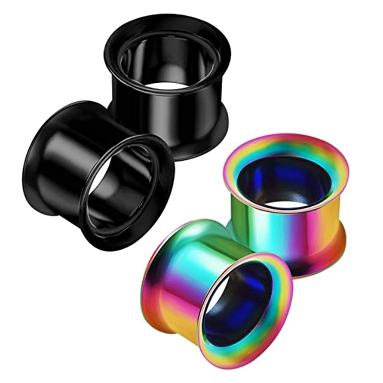 QWERBAM 1 Pair 2-30mm Double Flare Ear Gauge Plug Stainless Steel Screw Fit Flesh Tunnel Plug Ear Gauge Stretcher Expander Dilataciones (Main Stone Color : 26mm, Metal color : Black)