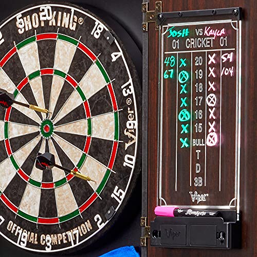 Viper by GLD Products Vault Deluxe Dartboard Cabinet with Shot King Sisal Dartboard and Illumiscore Scoreboard, Wood