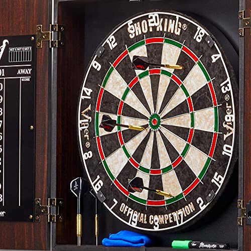 Viper by GLD Products Vault Deluxe Dartboard Cabinet with Shot King Sisal Dartboard and Illumiscore Scoreboard, Wood