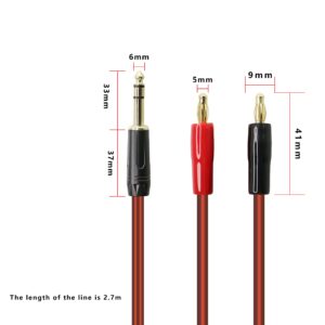 XMSJSIY 6.35mm 1/4 TRS to Banana Plug Speaker Cable, 6.35mm 3 pole Speaker cable with 4mm Banana Plug 2pcs OFC HiFi Speaker Wire for DJ Application Guitars Mixer Headphone Jack- (2m)