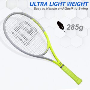 LUNNADE Adults Tennis Racket 2 Pack, Durable 27 Inch Coupled Tennis Racquet Light-Weight, Pre-Strung and Regrip, Suitable for Beginners to Intermediate Players