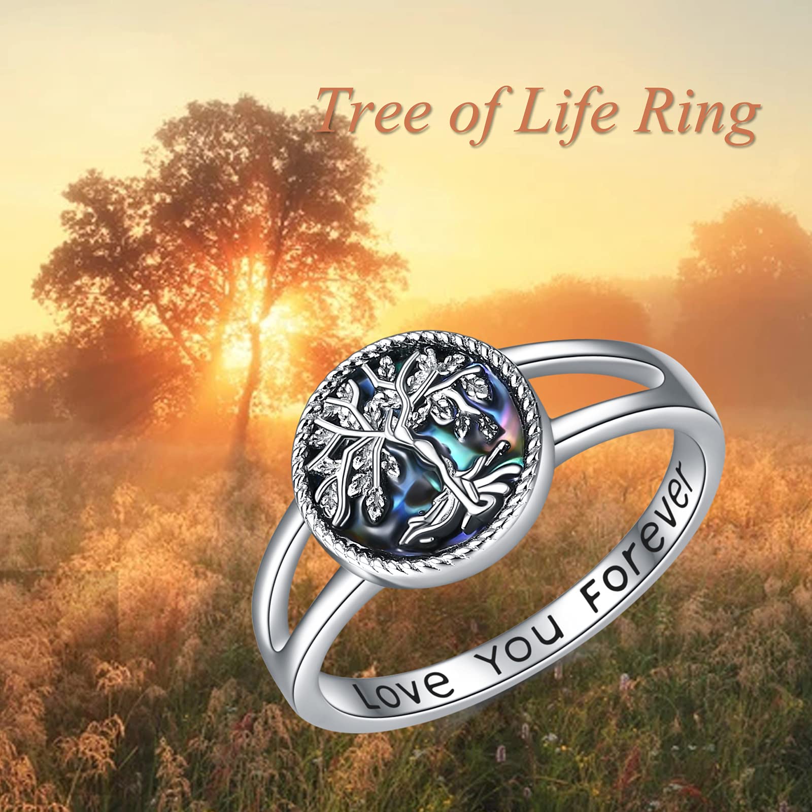 ONEFINITY Tree of Life Rings 925 Sterling Silver Tree of Life Rings Cute Tree of Life Jewelry Gifts for Women