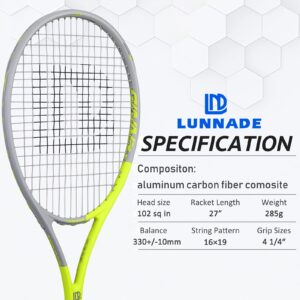 LUNNADE Adults Tennis Racket 2 Pack, Durable 27 Inch Coupled Tennis Racquet Light-Weight, Pre-Strung and Regrip, Suitable for Beginners to Intermediate Players