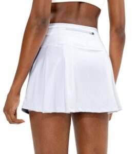 soothfeel pleated tennis skirt for women with pockets women's high waisted athletic golf skorts skirts for workout running（white, m）