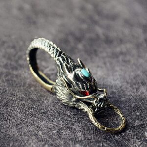 VALICLUD Dragon Head Keychain Vintage Feng Shui Chinese Dragon Bead Key Ring Good Luck Key Holder Car Purse Bag Charm Pendent for Safely Wealth Porsperity Success