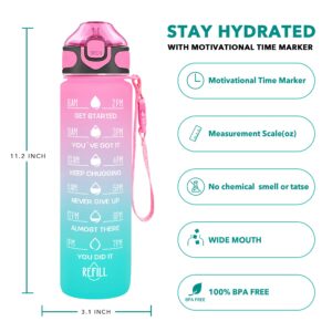 Enerbone 32 oz Drinking Water Bottle with Times to Drink and Straw, Motivational with Carrying Strap, Leakproof BPA & Toxic Free, Ensure You Drink Enough Water for Fitness Gym Outdoor