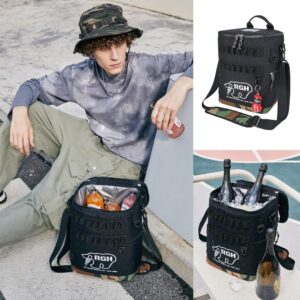 Rough Enough Portable Soft Wine Can Cooler Bag for Beach Day Camp Fishing Golf with Molle System 15L