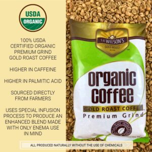 Organic Coffee Enema Coffee Gold Coffee Enema Organic High Caffeine Coffee (44 Higher Caffeine) by S.A. Wilson Enema Coffee 2-Pack with Kinara Coffee Scoop, 3 Piece Set