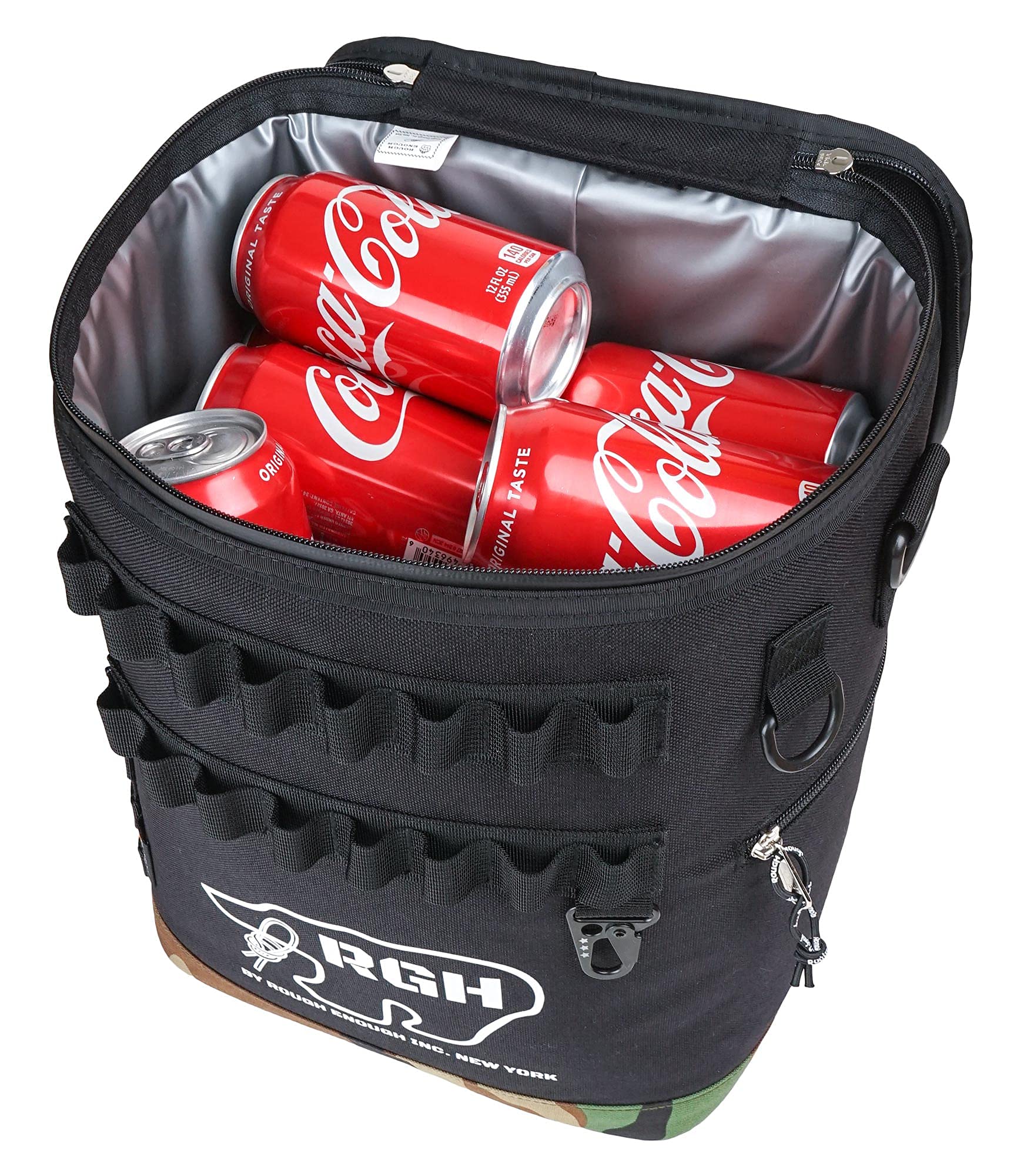 Rough Enough Portable Soft Wine Can Cooler Bag for Beach Day Camp Fishing Golf with Molle System 15L