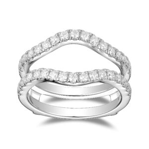 DovEggs Moissanite Enhancer Wedding Rings,Half Eternity Band, 0.85CTW G-H-I 2.2mm Width Moissanite Lab Created Diamond Half Eternity Wedding Band Sterling Silver for Women (Wedding Band Only 6.5)