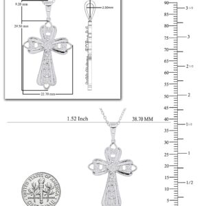 Dazzlingrock Collection Creative Round White Diamond Womens Cross Charm Religious Pendant (0.10 ctw, Color White, Clarity I2-I3), 925 Sterling Silver