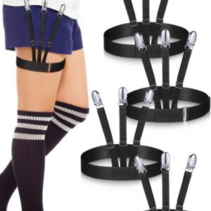 Jeere 2 Pairs Shirt Stays for Men Adjustable Shirt Garters Elastic Shirt Suspenders for Women Shirt Holder Straps with 3 Nonslip Clips