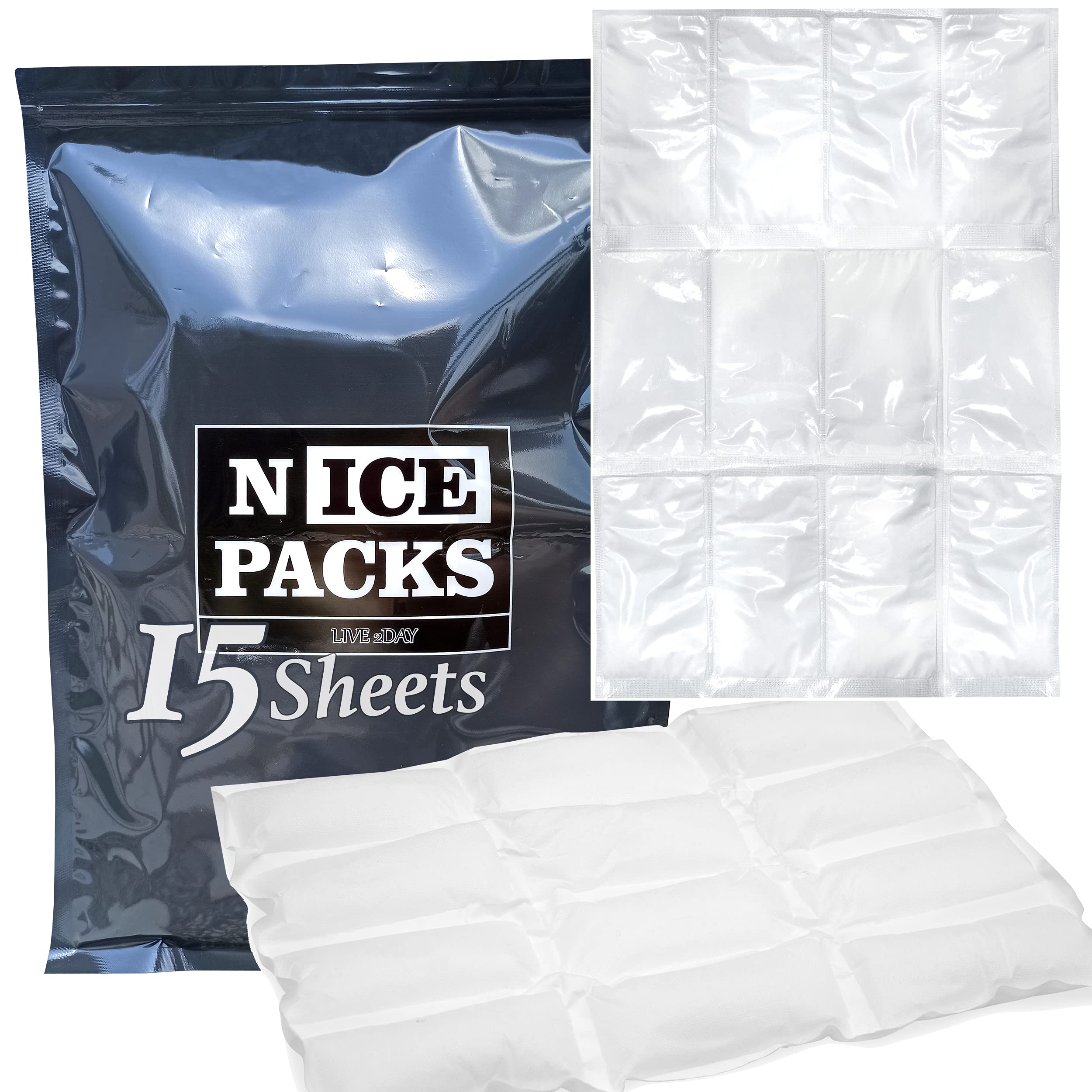 Nice Packs Dry Ice for Coolers – Lunch Box Ice Packs – Dry Ice for Shipping Frozen Food – Ice Packs for Kids Lunch Bags – Reusable Ice Packs – Long Lasting - Flexible