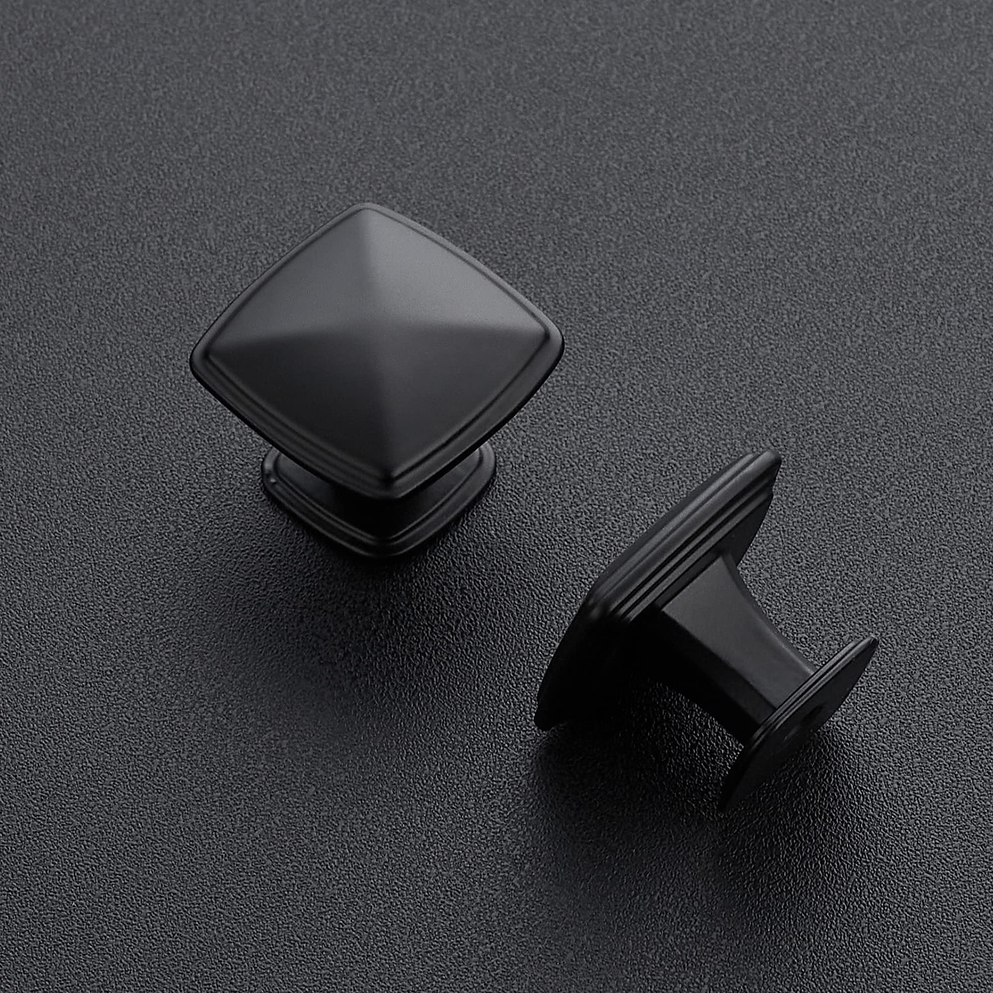 Ravinte 25 Pack Matte Black Kitchen Cabinet Square Knob Single Hole Cabinet Hardware for Dresser Drawer Cabinet Pulls Drawer Knobs Cabinet Knobs