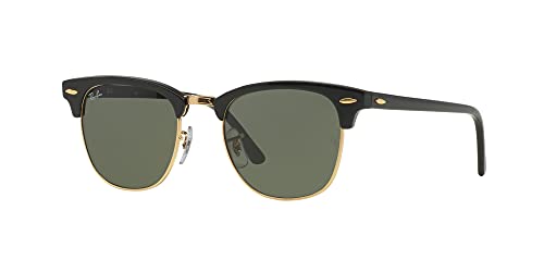 Ray-Ban RB3016 Clubmaster Sunglasses+ Vision Group Accessories Bundle, unisex-adult (Black On Arista/Crystal Green (W0365),51)