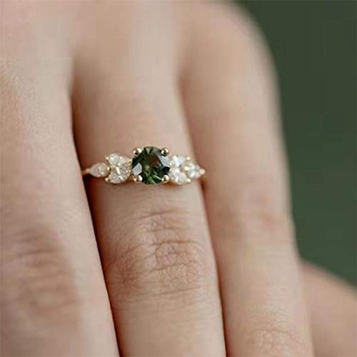 Gixaxak 18K Gold Plated Oval Simulated Emerald Engagement Ring Women Wedding Engagement Gemstone Promise Engagement Ring 7