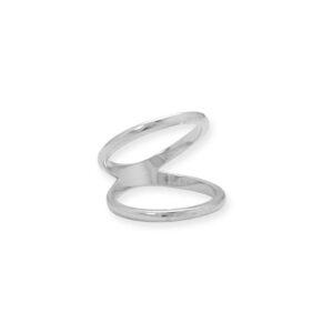 925 Sterling Silver Rhodium Plated Double Band Knuckle Ring Size 8 Jewelry for Women