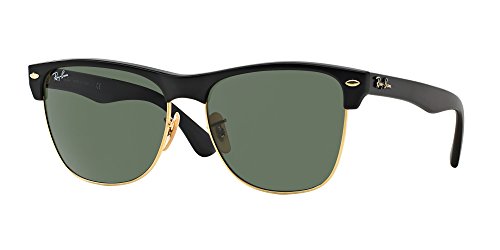 Ray-Ban RB4175 Clubmaster Oversized Sunglasses + Vision Group Accessories Bundle for unisex-adult (Demi Gloss Black On Arista/Crystal Green (877)