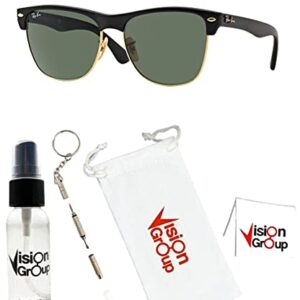 Ray-Ban RB4175 Clubmaster Oversized Sunglasses + Vision Group Accessories Bundle for unisex-adult (Demi Gloss Black On Arista/Crystal Green (877)