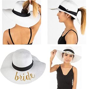 Funky Junque Messy Bun Sun Hat Bundle - 1 Bride, 6 Bride Tribe (7 Pack)