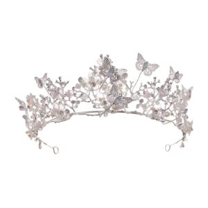 butterfly tiara baroque wedding crown butterflies flowers bridal baroque queen crown crystal birthday tiara bridal headpiece for women and girls