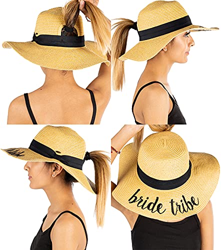 Funky Junque Messy Bun Sun Hat Bundle - 1 Bride, 6 Bride Tribe (7 Pack)