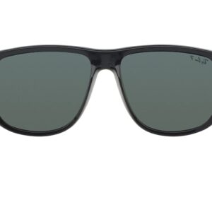 Ray-Ban RB4147 Boyfriend Sunglasses + Vision Group Accessories Bundle (Black/Dark Green Polarized (601/58),60) for unisex-adult