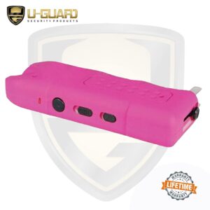 Stun Gun and Pepper Spray Combo with Personal Alarm Self-Defense Kit. Includes Police Strength Formula OC, UV Dye Keychain Pepper Spray, Flashlight Siren Alarm with Rechargeable Stun Gun Pink.