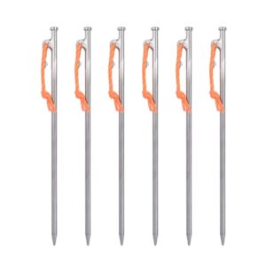 boundless voyage 6pcs/lot titanium alloy tent pegs outdoor camping awning tent stakes lightweight hiking climbing tent nail (30cm-ti4015p)