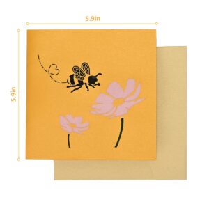 sunohyesla Pop Up Honey Bee Card,Honey Bee 3D Greeting Cards,For Mothers Day, Spring, Thinking of You, Thank You, Sympathy, Wedding, Anniversary, Just Because, All Occasion