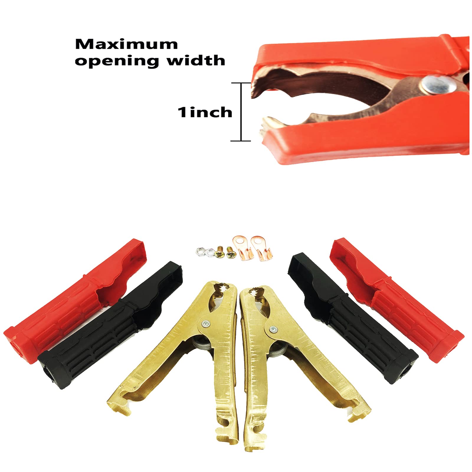 Jumper Cable Battery Clamps Crocodile Clamp brass Clamps 100A/800A/1500A Car Battery Charger Clamps Power Replacement Battery Alligator Clips Jumper Cables Clamp-S（100-500A）