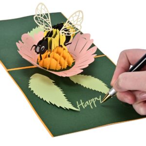 sunohyesla Pop Up Honey Bee Card,Honey Bee 3D Greeting Cards,For Mothers Day, Spring, Thinking of You, Thank You, Sympathy, Wedding, Anniversary, Just Because, All Occasion