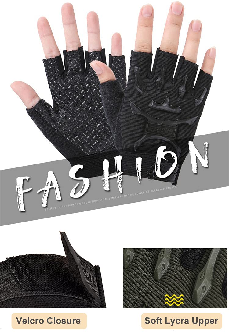 Kids Road Bike Gloves Half Finger MTB Cycling Gloves Roller Skating Mitten Breathable Anti Slip Shock Absorbing Workout Gloves Short Sports Gloves Fingerless Riding Fishing Golf Gloves for Boys Girls