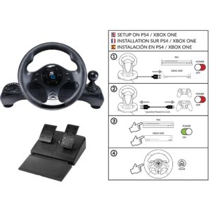 Superdrive - GS750 racing steering wheel with pedals, paddles, shifter and vibration for Xbox Serie X/S, PS4, Xbox One, PS3, PC (programmable for all games)