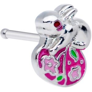 Body Candy Womens 20G Steel Nose Ring Painted Egg Bunny Nose Stud Nose Bone Body Piercing Jewelry 1/4"