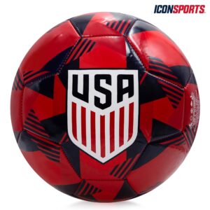 Icon Sports Official Licensed U.S. Soccer Regulation Sized Soccer Ball | Red Prism