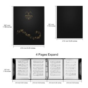 Sheet Music Folder Piano Sheet Music Binder 4 Pages Expand A4 Size 52 Pockets Black Music Folder Organizer Writable Folder for Holding Sheet Music and Storing Files