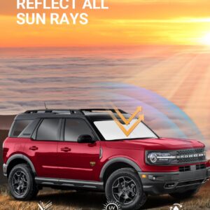 Proadsy 2024 Upgrade Front Windshield Sun Shade Foldable Sunshade Protector Custom Fit 2024 2023 2022 2021 Ford Bronco Sport Accessories