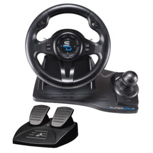 Superdrive - GS550 steering racing wheel with pedals, paddles, shifter and vibration for Xbox Serie X/S, PS4, Xbox One, PC, PS3 (programmable for all games)