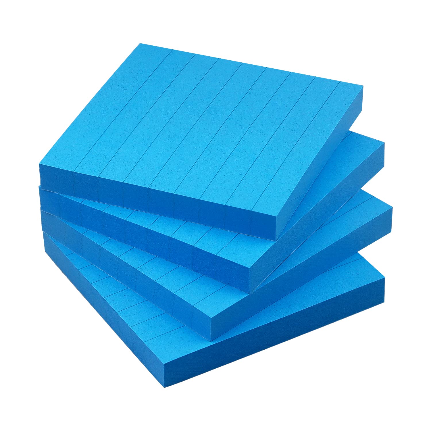 Lined Sticky Notes 3x3 Sticky Notes with Lines Self-Stick Notes Bright Color 4 Pads 90 Sheets/Pad (Blue)