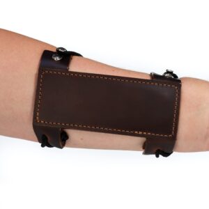 compact leather armguard | shatterproof archery | handmade leather armguard in the usa