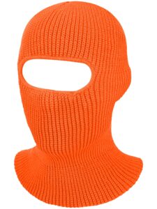 satinior 1-hole knitted full face cover adult winter ski balaclava for outdoors (orange), medium