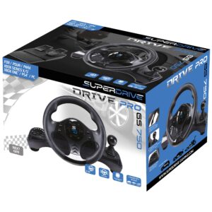 Superdrive - GS750 racing steering wheel with pedals, paddles, shifter and vibration for Xbox Serie X/S, PS4, Xbox One, PS3, PC (programmable for all games)