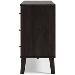 Signature Design by Ashley Piperton Contemporary Scandinavian 6 Drawer Dresser, Two-Tone Black