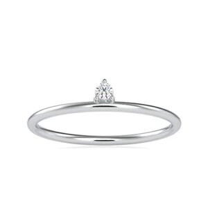 0.04 carat round natural diamond wedding ring for women in 10k white gold (i-j, si1-si2, cttw) solitaire style size 7.5 by vvs gems