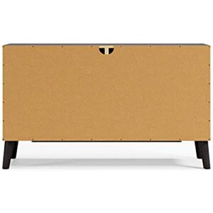 Signature Design by Ashley Piperton Contemporary Scandinavian 6 Drawer Dresser, Two-Tone Black