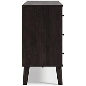 Signature Design by Ashley Piperton Contemporary Scandinavian 6 Drawer Dresser, Two-Tone Black