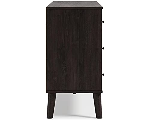 Signature Design by Ashley Piperton Contemporary Scandinavian 6 Drawer Dresser, Two-Tone Black